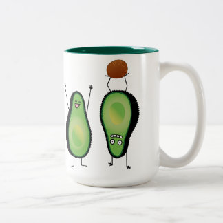 Avocado lustige zujubelnde grüne Grube Handstand Zweifarbige Tasse