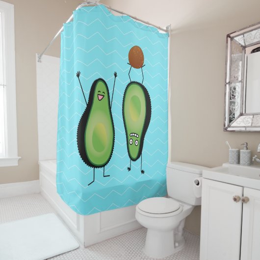 Avocado lustiges Beisammensein Handstand Grün Grub Duschvorhang (Beispiel)
