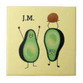 Avocado lustiges Beisammensein Handstand Grün Grub Fliese (Vorderseite)