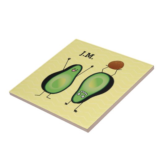 Avocado lustiges Beisammensein Handstand Grün Grub Fliese (Seite)