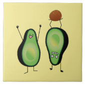 Avocado lustiges Beisammensein Handstand Grün Grub Fliese (Vorderseite)