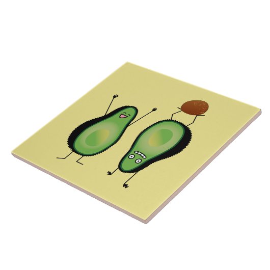 Avocado lustiges Beisammensein Handstand Grün Grub Fliese (Seite)