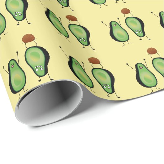 Avocado lustiges Beisammensein Handstand Grün Grub Geschenkpapier (Rolleneckpunkt)
