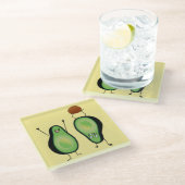 Avocado lustiges Beisammensein Handstand Grün Grub Glasuntersetzer (Schrägansicht)