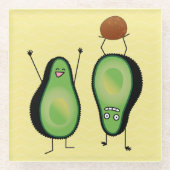 Avocado lustiges Beisammensein Handstand Grün Grub Glasuntersetzer (Vorderseite)