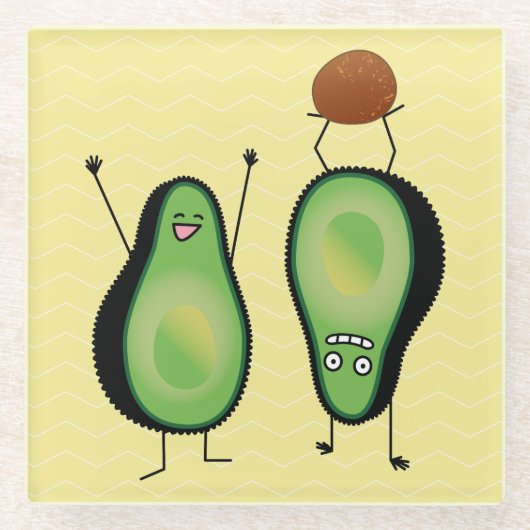 Avocado lustiges Beisammensein Handstand Grün Grub Glasuntersetzer (Vorderseite)