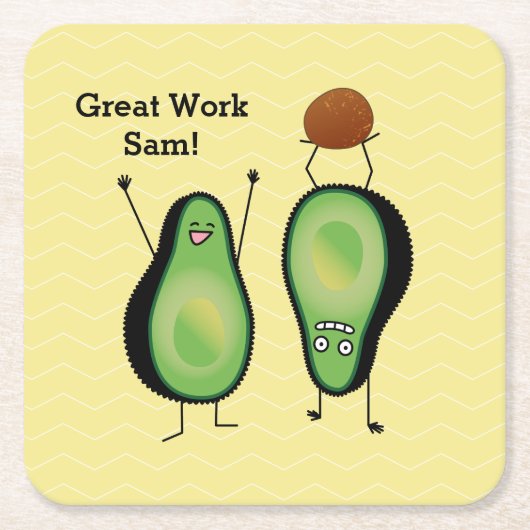 Avocado lustiges Beisammensein Handstand Grün Grub Rechteckiger Pappuntersetzer (Vorderseite)