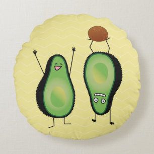 Avocado lustiges Beisammensein Handstand Grün Grub Rundes Kissen