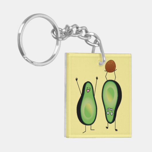 Avocado lustiges Beisammensein Handstand Grün Grub Schlüsselanhänger (Vorderseite links)