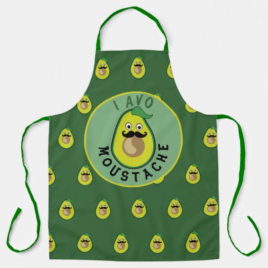 Avocado lustiges Memo Text Schnurrbart grüne Früch Schürze (Vorderseite)