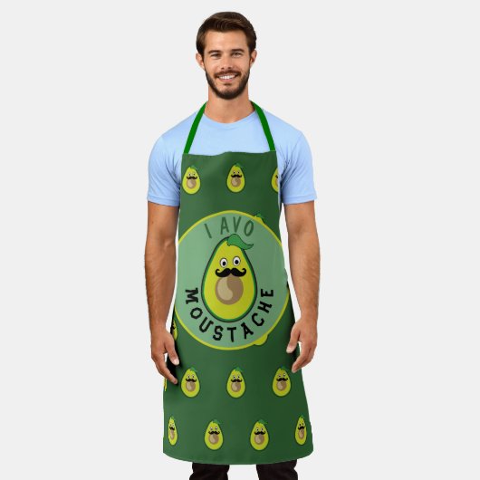 Avocado lustiges Memo Text Schnurrbart grüne Früch Schürze (Getragen)