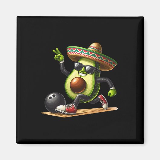 Avocado mit Bowling-Kompetenzen Cinco De Mayo Funn Magnet (Vorne)