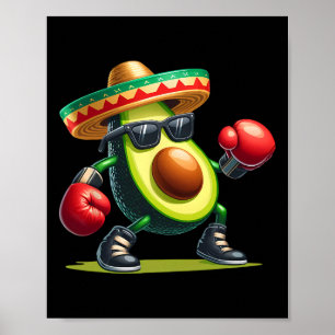 Avocado mit Boxfähigkeiten Cinco De Mayo Funny Poster