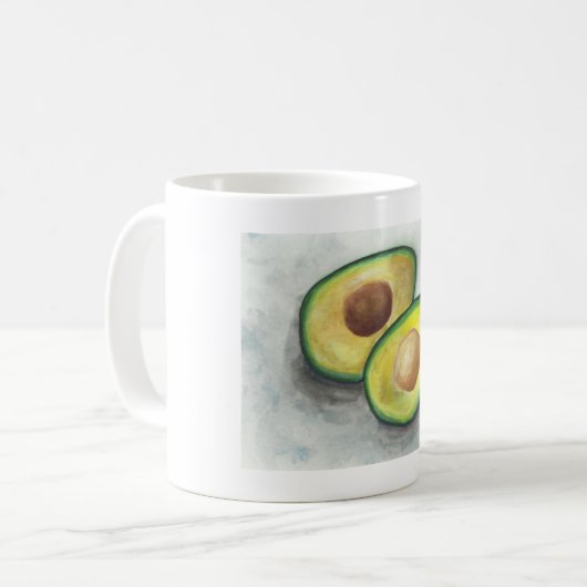 Avocado mit Nut in Wasserfarbe Kaffeetasse (Vorderseite Links)