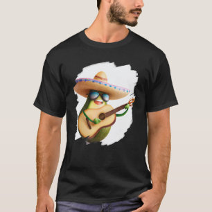 Avocado mit Sombrero spielt Gitarre Musik Guit T-Shirt