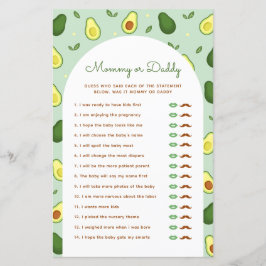 Avocado Mommy or Daddy Baby Shower Game