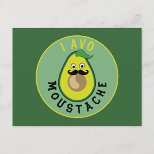 Avocado Mustache Funny Green Postkarte