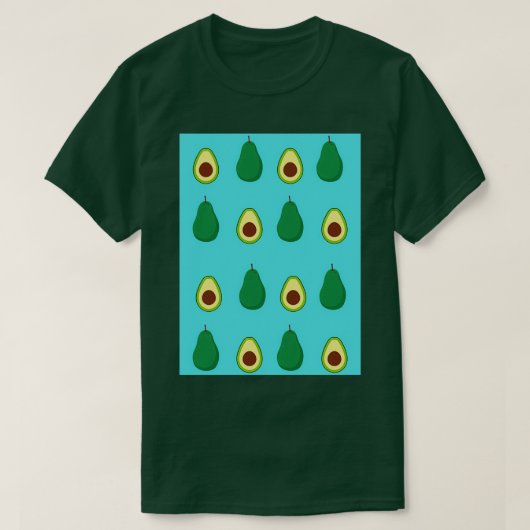 Avocado-Muster Blau T-Shirt (Design vorne)