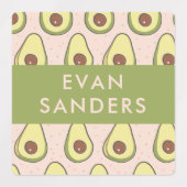 Avocado Muster Kinder zurück zur Schule wasserdich Etiketten (Design 2)