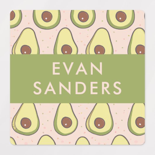 Avocado Muster Kinder zurück zur Schule wasserdich Etiketten (Design 2)