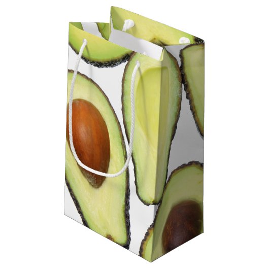 Avocado-Muster Kleine Geschenktüte (Rückseite Schrägansicht)