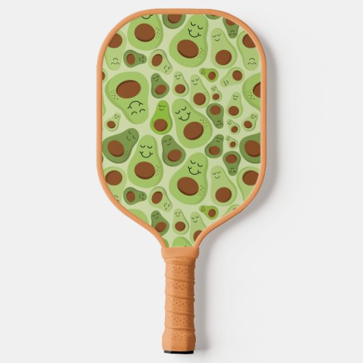 Avocado Muster mit Monogramm Pickleball Schläger (Rückseite)