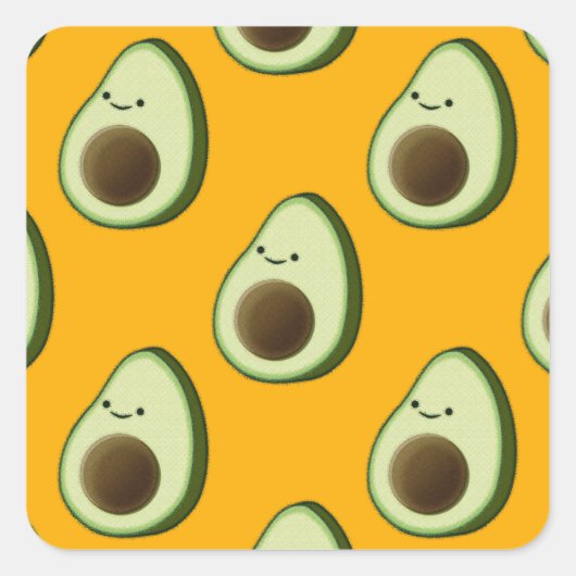 Avocado-Muster Quadratischer Aufkleber (Vorderseite)