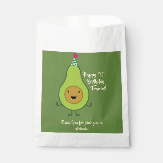Avocado Niedlich 1. Geburtstag Gastgeschenk Tasche Geschenktütchen (Vorderseite)