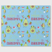 Avocado niedlich Frohe Weihnachten  Geschenkpapier (Flach)