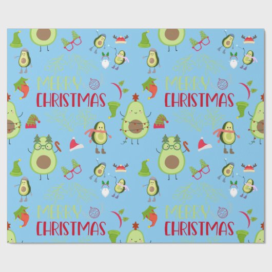 Avocado niedlich Frohe Weihnachten Geschenkpapier (Flach)