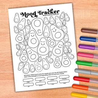 Avocado Niedlich Mood Tracker Daily Moods Tracking Notizblock