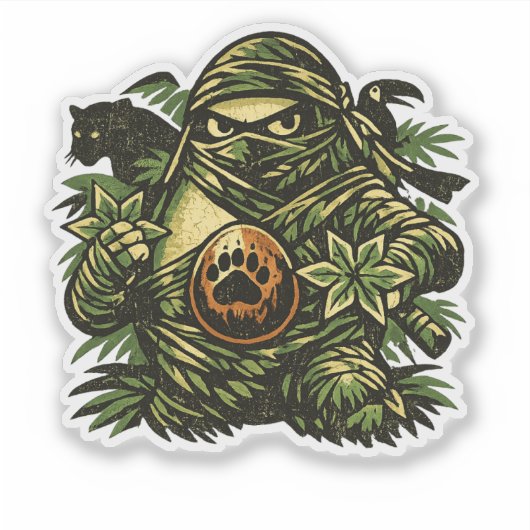 Avocado Ninja – Schatten des Dschungels Aufkleber (Vorderseite)