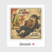 Avocado Ninja "Zu reif" — Lustiger Retro-Comic Aufkleber (Blatt)