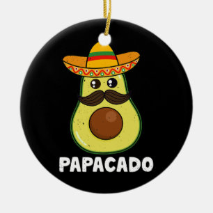 Avocado Papa Vegan Guacamole Papacado Sombrero Keramik Ornament