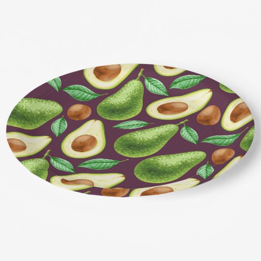 Avocado Papierplatte Pappteller (Schrägansicht)