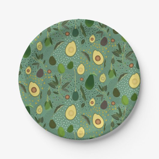 Avocado Party Pattern Pappteller (Vorderseite)