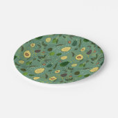Avocado Party Pattern Pappteller (Schrägansicht)