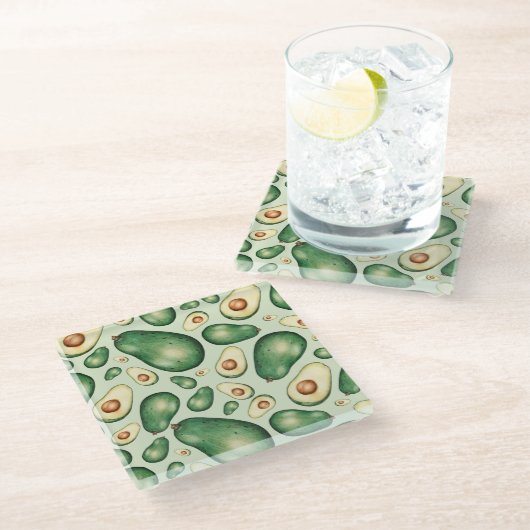 Avocado Pattern Glasuntersetzer (Schrägansicht)
