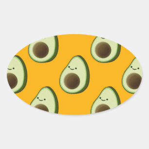 Avocado Pattern Ovaler Aufkleber