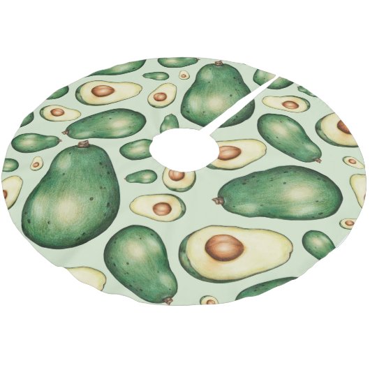 Avocado Pattern Polyester Weihnachtsbaumdecke (Schrägansicht)