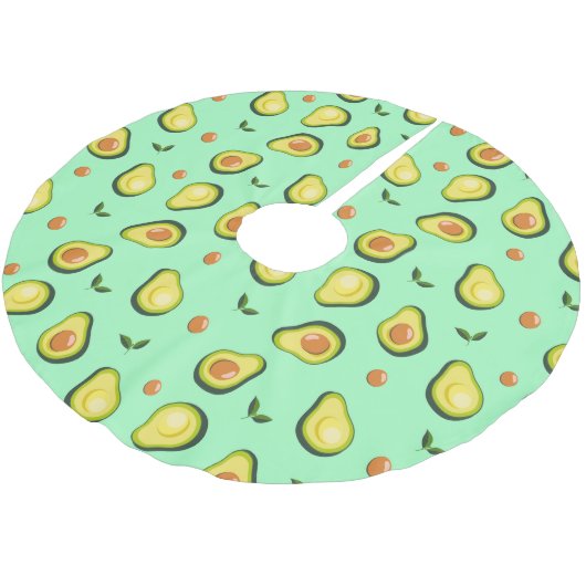 Avocado Pattern Polyester Weihnachtsbaumdecke (Schrägansicht)