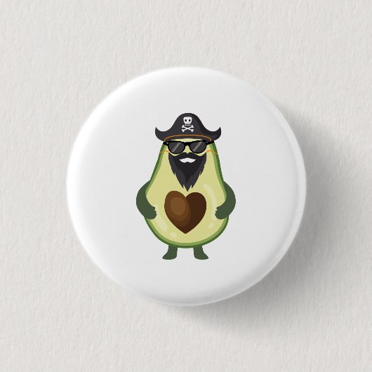 Avocado Pirate Green Beard Funny Food für Kinder Button (Vorderseite)