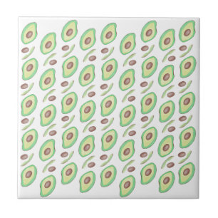 Avocado Pits Slices Fruit Hand Drawn Muster Fliese