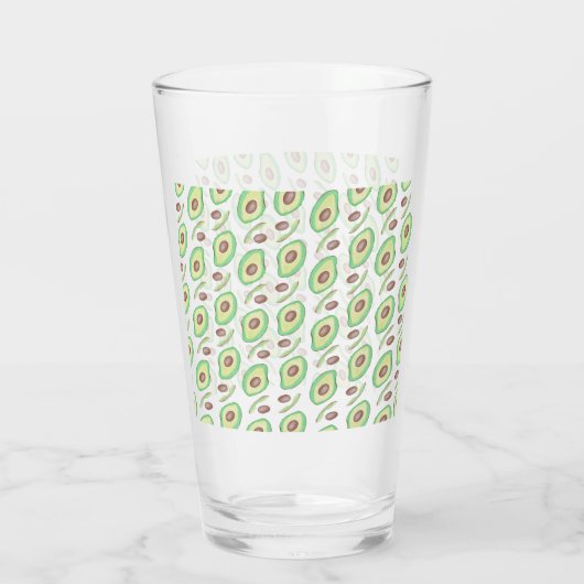 Avocado Pits Slices Fruit Hand Drawn Muster Glas (Rückseite)