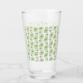 Avocado Pits Slices Fruit Hand Drawn Muster Glas (Vorderseite)