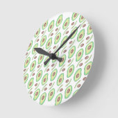 Avocado Pits Slices Fruit Hand Drawn Muster Runde Wanduhr (Winkel)