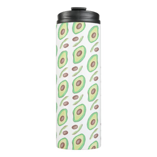 Avocado Pits Slices Fruit Hand Drawn Muster Thermosbecher (Vorderseite)