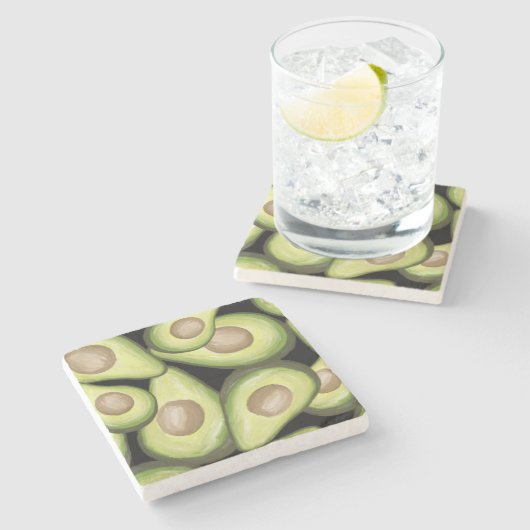 "Avocado" Print Stone Untersetzer (Seitenansicht)