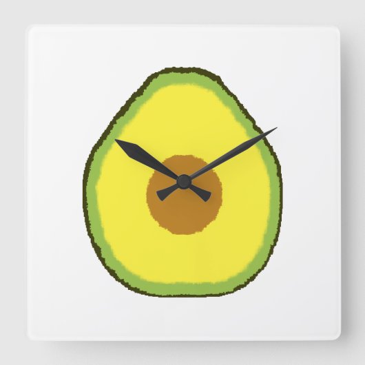 Avocado Quadratische Wanduhr (Vorderseite)