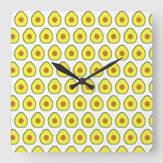 Avocado Quadratische Wanduhr (Vorderseite)